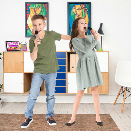 Laser Mini Karaoke Speaker with 2 Wireless Mics - Pink.