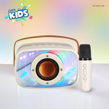 Laser Infinity Karaoke Speaker with Wireless Mic.