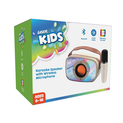 Laser Infinity Karaoke Speaker with Wireless Mic.