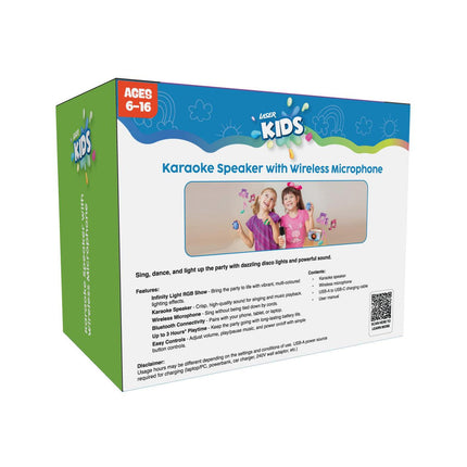 Laser Infinity Karaoke Speaker with Wireless Mic.