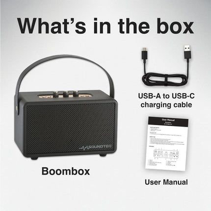 SoundTec Retro Bluetooth Boombox Black.