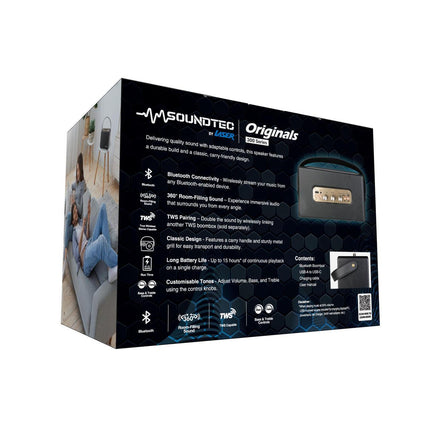 SoundTec Retro Bluetooth Boombox Black.