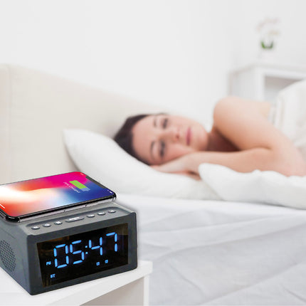 Laser Alarm Clock with Wireless Charging & Bluetooth.