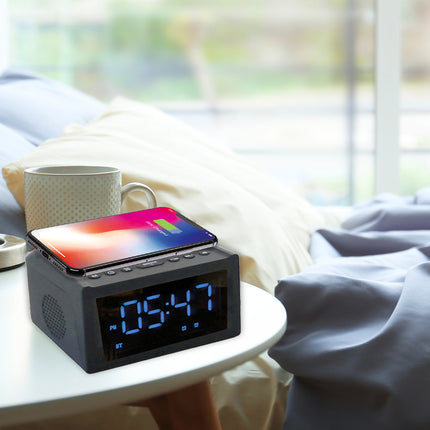 Laser Alarm Clock with Wireless Charging & Bluetooth.
