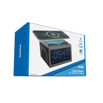 Laser Alarm Clock with Wireless Charging & Bluetooth.