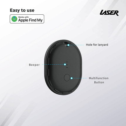 Laser Mini Smart Tag with Apple Find My Tracking Black.