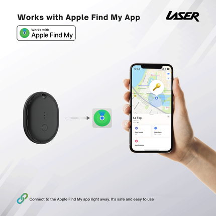 Laser Mini Smart Tag with Apple Find My Tracking Black.