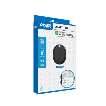 Laser Mini Smart Tag with Apple Find My Tracking Black.