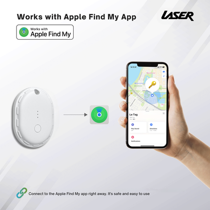 Laser Mini Smart Tag with Apple Find My Tracking White.