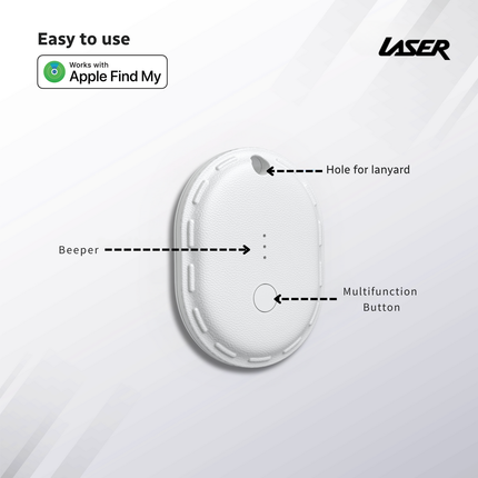 Laser Mini Smart Tag with Apple Find My Tracking White.
