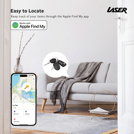 Laser Mini Smart Tag with Apple Find My Tracking White.