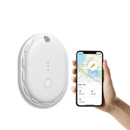 Laser Mini Smart Tag with Apple Find My Tracking White.