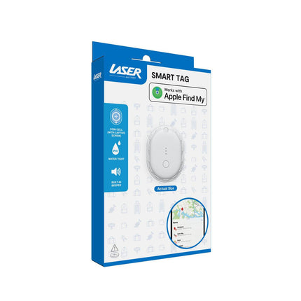 Laser Mini Smart Tag with Apple Find My Tracking White.