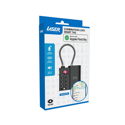 Laser TSA Lock Smart Tag with Rechargeable Battery Black.