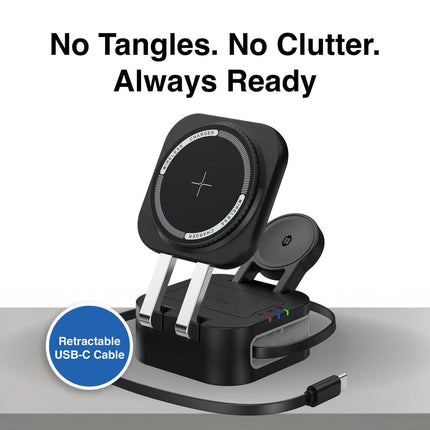 Laser 3 in 1 Foldable Wireless Charging Stand Black.