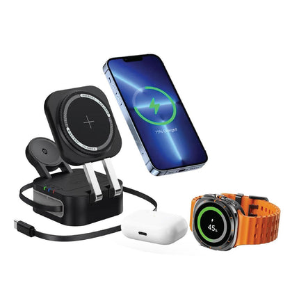 Laser 3 in 1 Foldable Wireless Charging Stand Black.