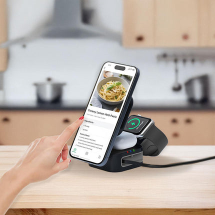 Laser 3 in 1 Foldable Wireless Charging Stand Black.