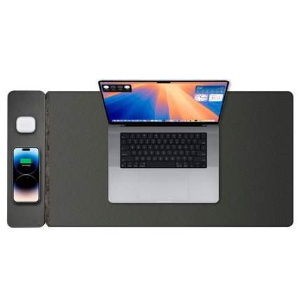 Laser Wireless Charging Desk Mat Black.