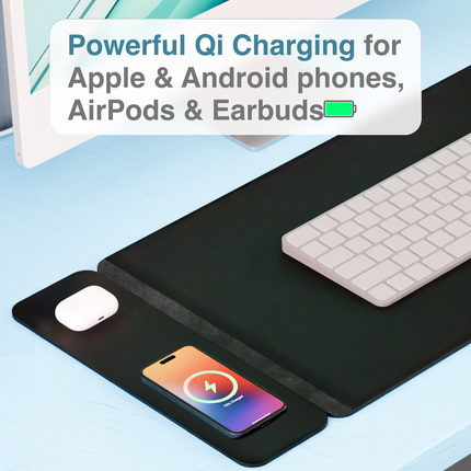 Laser Wireless Charging Desk Mat Black.