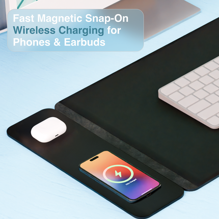 Laser Wireless Charging Desk Mat Black.