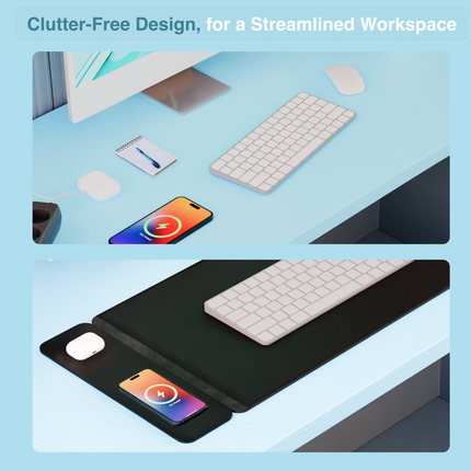 Laser Wireless Charging Desk Mat Black.