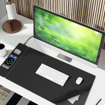 Laser Wireless Charging Desk Mat Black.