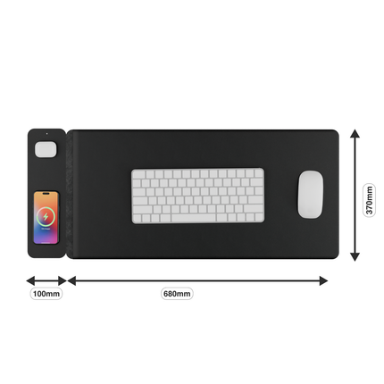 Laser Wireless Charging Desk Mat Black.