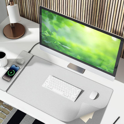 Laser Wireless Charging Desk Mat Grey.