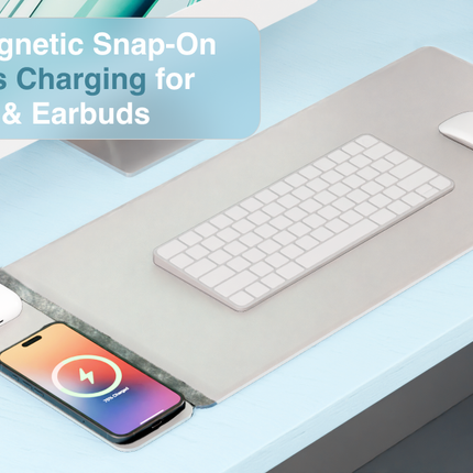 Laser Wireless Charging Desk Mat Grey.