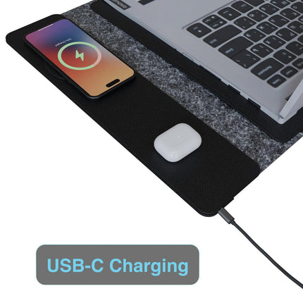 Laser Wireless Charging Laptop Sleeve Up to 16 Inch Black.