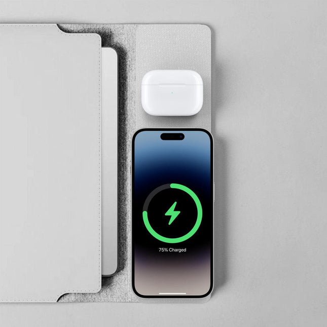 Laser Wireless Charging Laptop Sleeve Up to 16 Inch Grey.