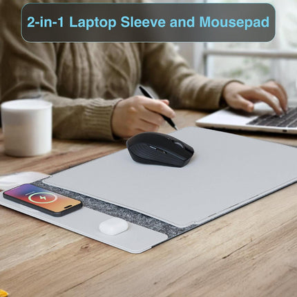 Laser Wireless Charging Laptop Sleeve Up to 16 Inch Grey.