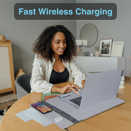 Laser Wireless Charging Laptop Sleeve Up to 16 Inch Grey.