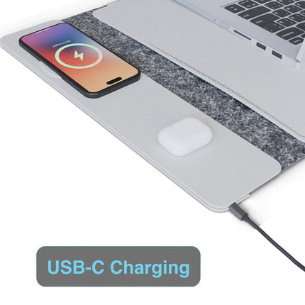 Laser Wireless Charging Laptop Sleeve Up to 16 Inch Grey.