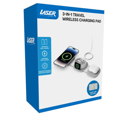Laser 3-in-1 Travel Wireless Charging Pad for Apple.