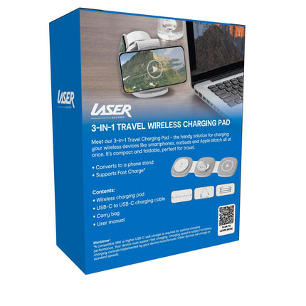 Laser 3-in-1 Travel Wireless Charging Pad for Apple.