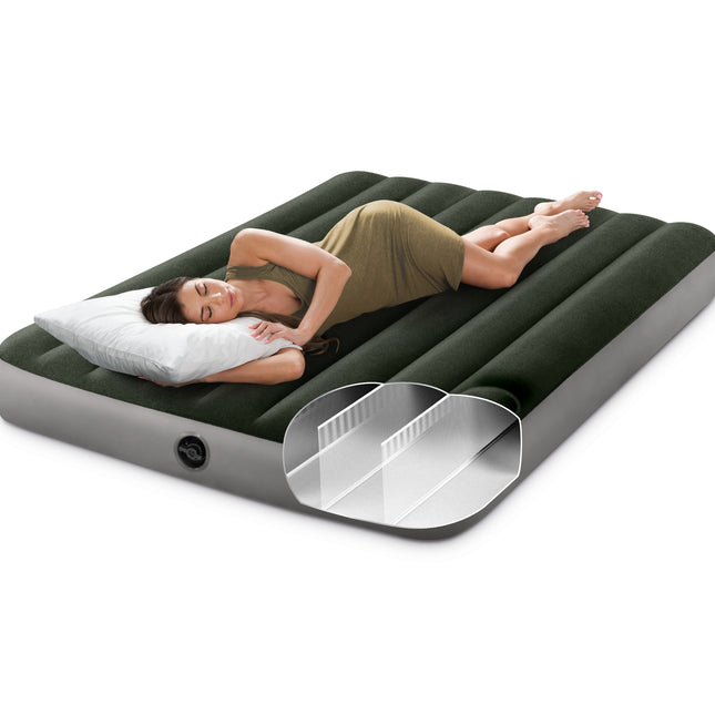 INTEX Double Dura-Beam® Standard Downy Air Mattress 10" w/ Built-In Foot Pump.