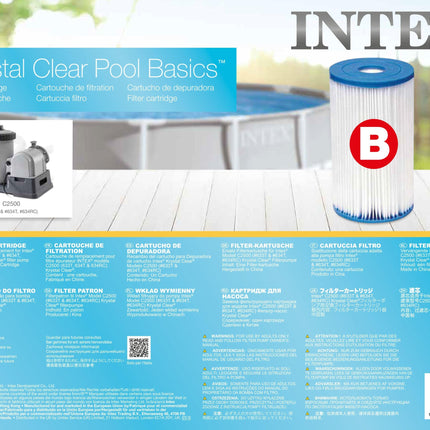 Intex Filter Cartridge replacement Size B INTEX FILTER PUMP 29005.