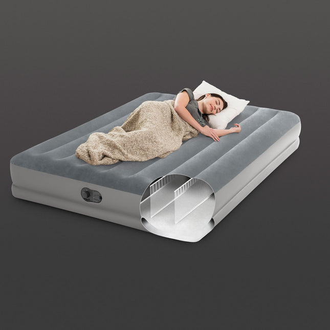 INTEX Queen Dura-Beam® Standard Downy Easy Comfort® Air Mattress 10 w/ Hand Pump 64765.
