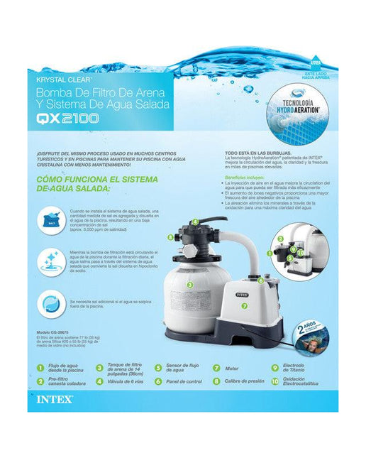 Intex Krystal Clear Sand Filter Pump and Saltwater Pool Chlorine System - 26676.