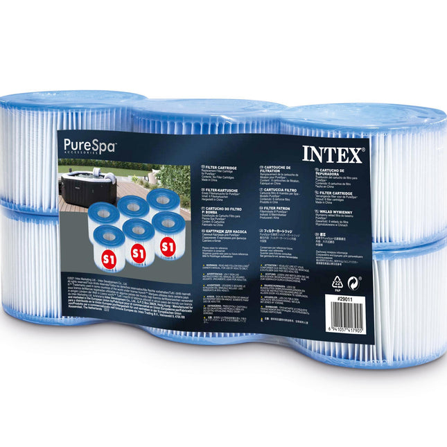 Intex Spa S1 Replacement Filter Cartridges 6 Pack 29011.