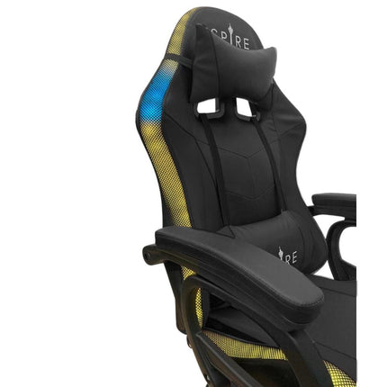 Spire Onyx Gaming/Office Chair w/ RGB Lighting And Massager Black 815EB.