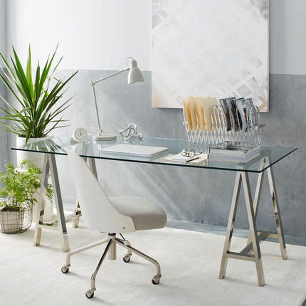 Stainless Steel & Glass Venus Office Desk Table.