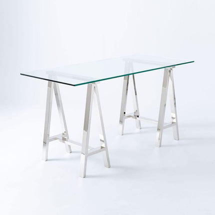 Stainless Steel & Glass Venus Office Desk Table.
