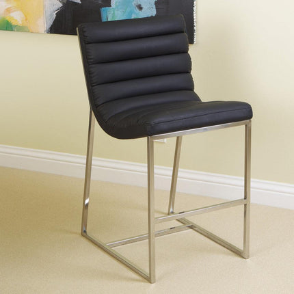 Auburn Modern Leather Bar Chair BarStool In Black.
