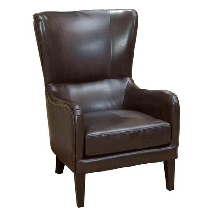 Vintage Brown Bonded Leather High Back Armchair.