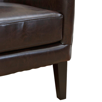 Vintage Brown Bonded Leather High Back Armchair.