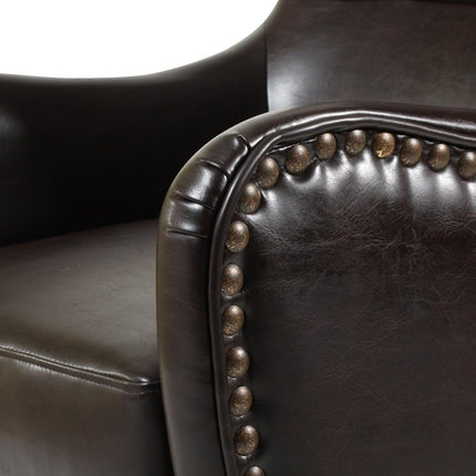 Vintage Brown Bonded Leather High Back Armchair.