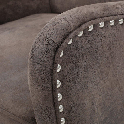 Vintage Grey/Brown Microfibre High Back Armchair.