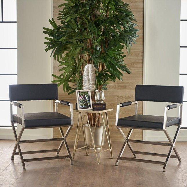 Rocklin Steel & Bonded Leather Director chair Armchair in Black.